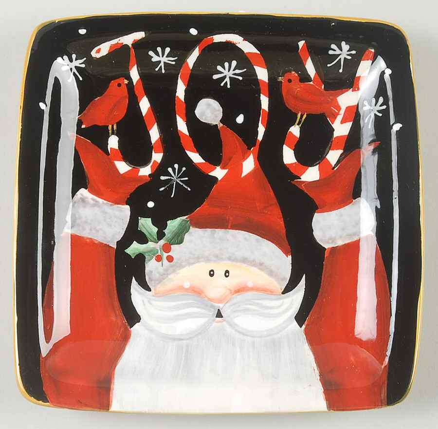 Candy Cane Santa Square Canape Plate by Certified International-1