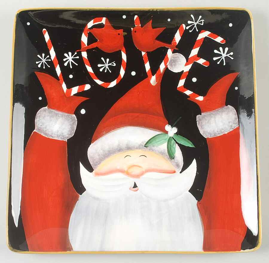 Candy Cane Santa 12" Square Serving Platter by Certified International-1