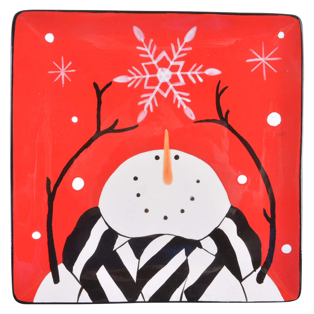 Snowflake Snowman Square Salad/Dessert Plate by Certified International-1