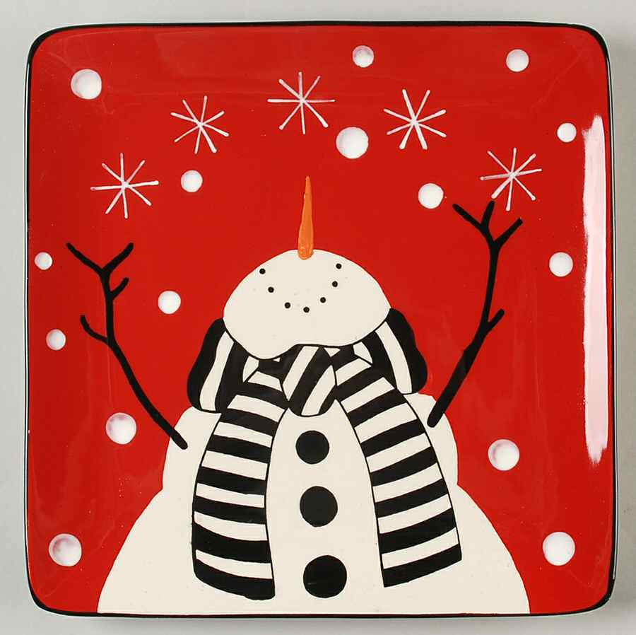Snowflake Snowman Square Dinner Plate by Certified International-1
