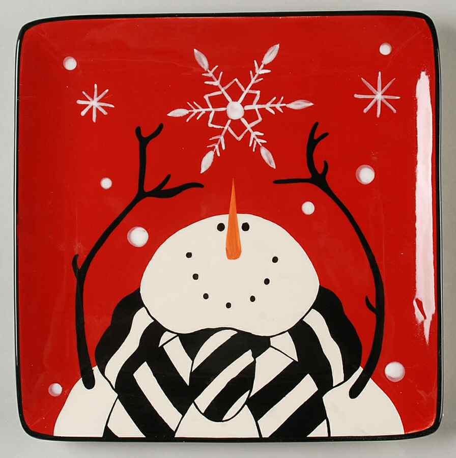 Snowflake Snowman Square Dinner Plate by Certified International-1
