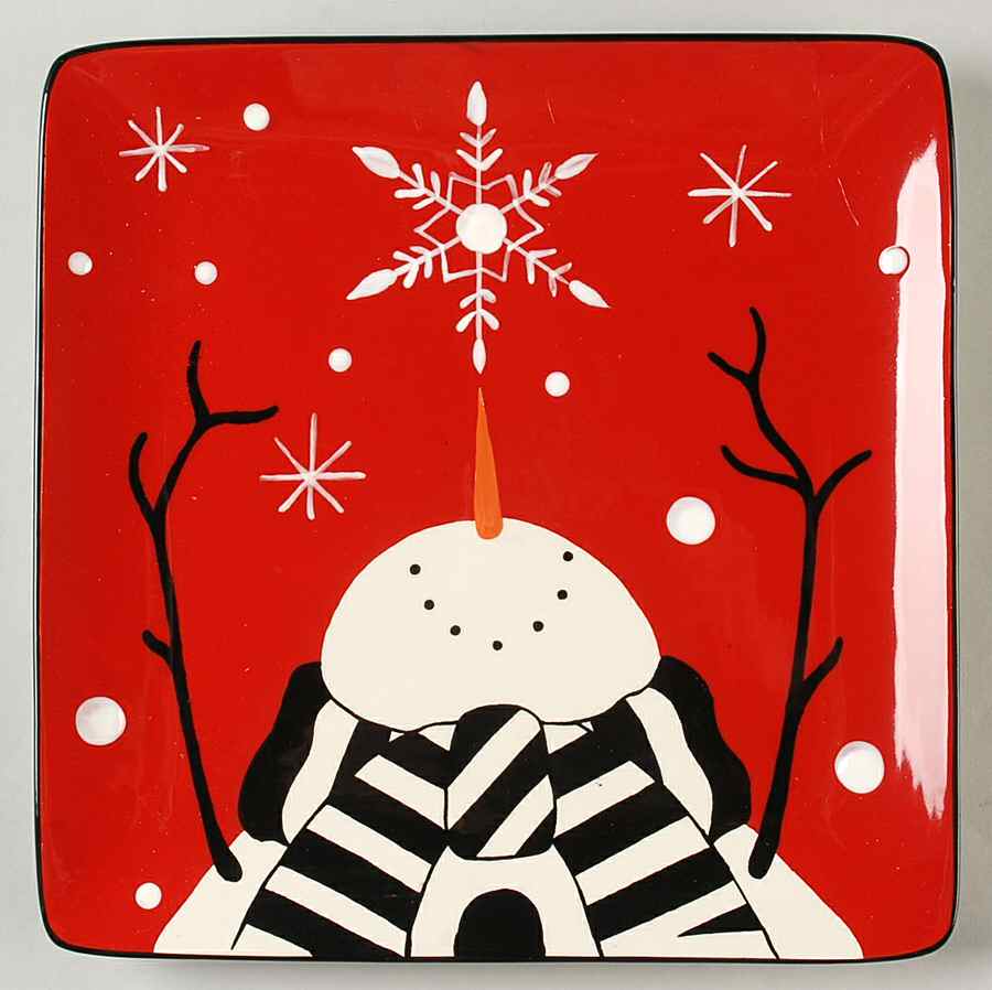 Snowflake Snowman Square Dinner Plate by Certified International-1