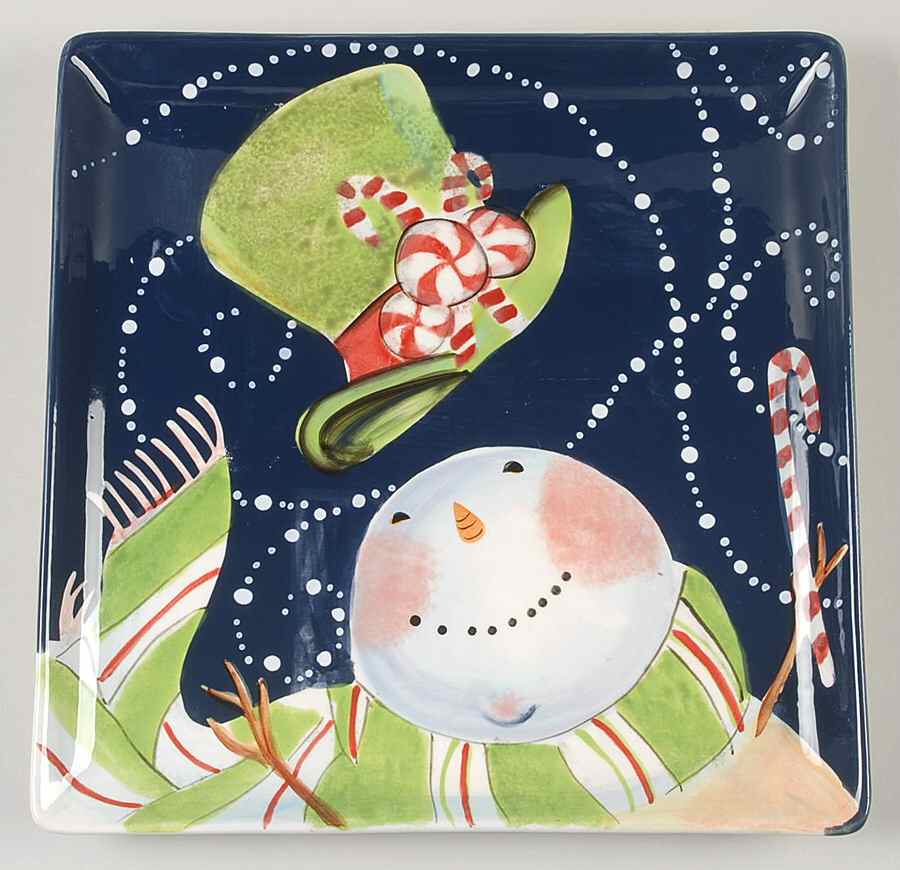 Magic Hat Snowman Square Dinner Plate by Certified International-1