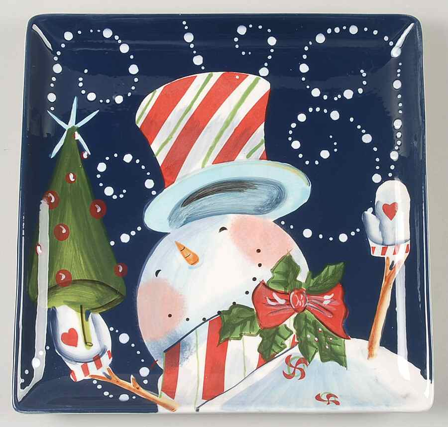 Magic Hat Snowman Square Dinner Plate by Certified International-1