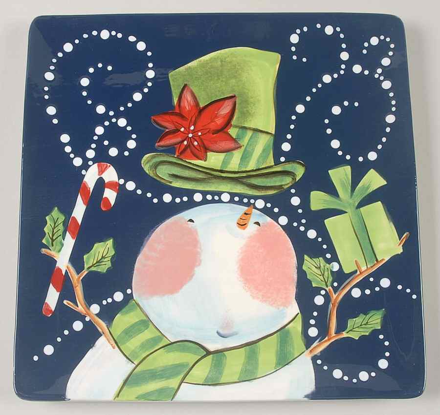 Magic Hat Snowman Square Salad/Dessert Plate by Certified International-1
