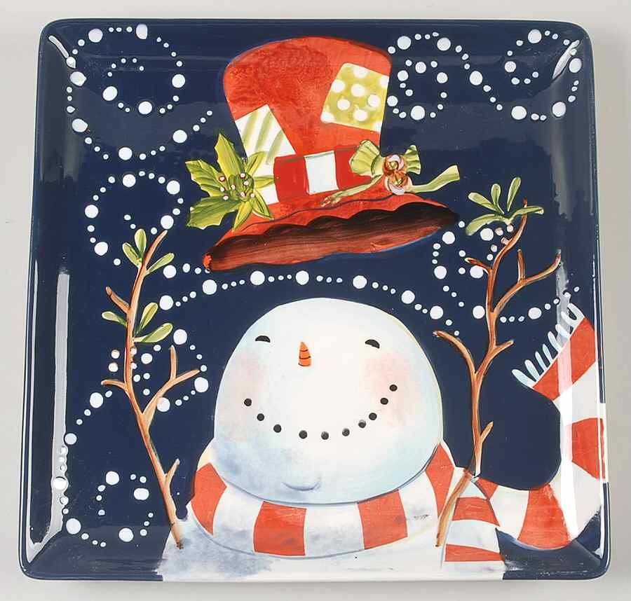 Magic Hat Snowman Square Dinner Plate by Certified International-1