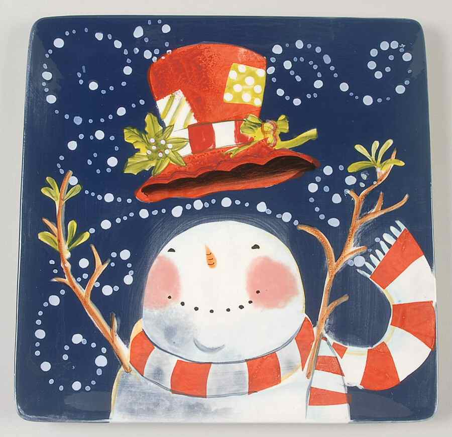 Magic Hat Snowman Square Salad/Dessert Plate by Certified International-1