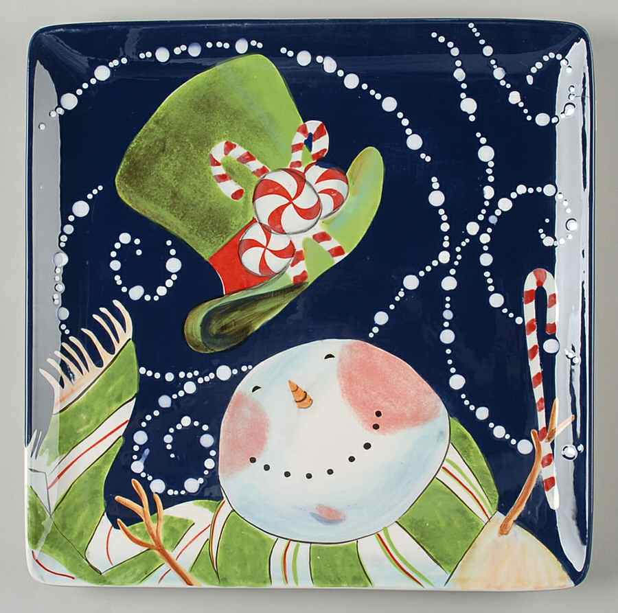 Magic Hat Snowman 12" Square Serving Platter by Certified International-1