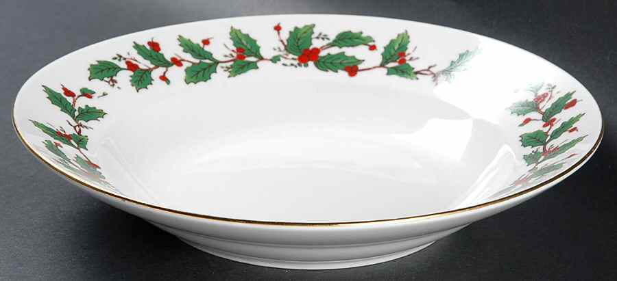 American Holly Rim Soup Bowl by China Pearl-1