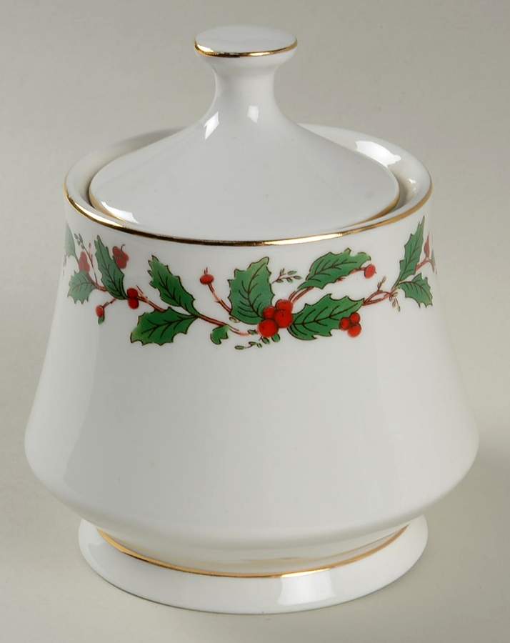 American Holly Sugar Bowl & Lid by China Pearl-1
