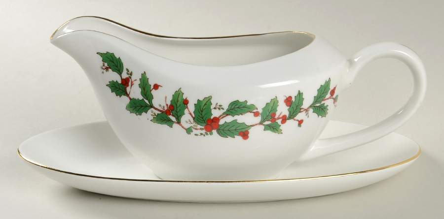 American Holly Gravy Boat & Underplate by China Pearl-1