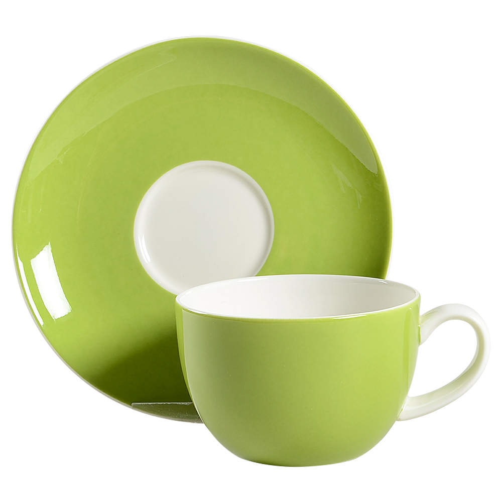Hamptons Green Flat Cup & Saucer Set by Crate & Barrel-1