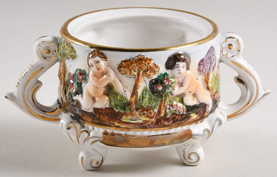 1535 Sugar Bowl No Lid by Capo-di-Monte (Italy)-1
