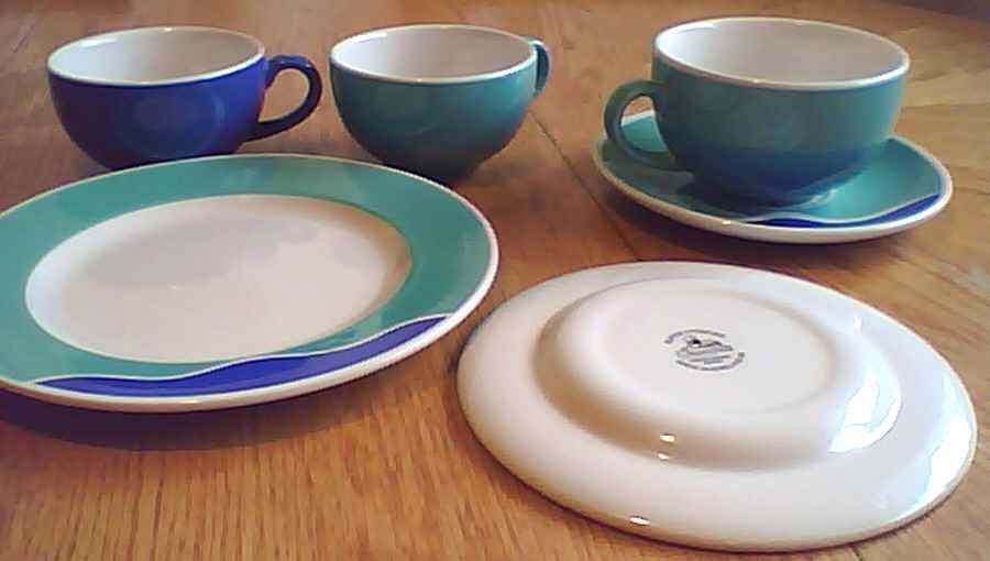 Cafe Concept (Green and Blue) Flat Cup & Saucer Set by Churchill-1