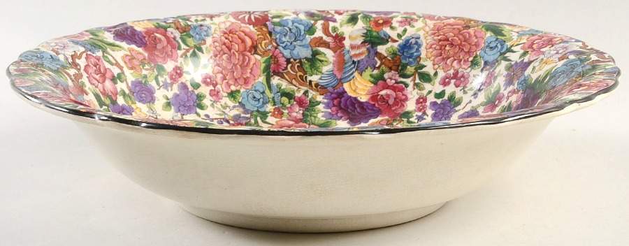 Purple Chintz 10" Round Serving Bowl by Crown Ducal-1
