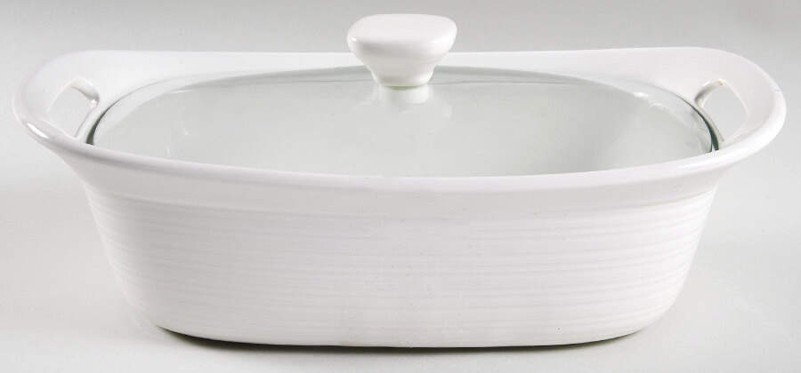 Etch White Linen 2.5 Quart Rectangular Casserole with Lid by Corning Corelle-1