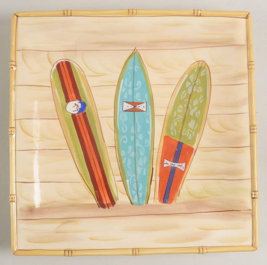 Vintage Surf Square Salad Plate by Clay Art-1