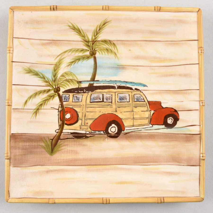 Vintage Surf Square Salad Plate by Clay Art-1