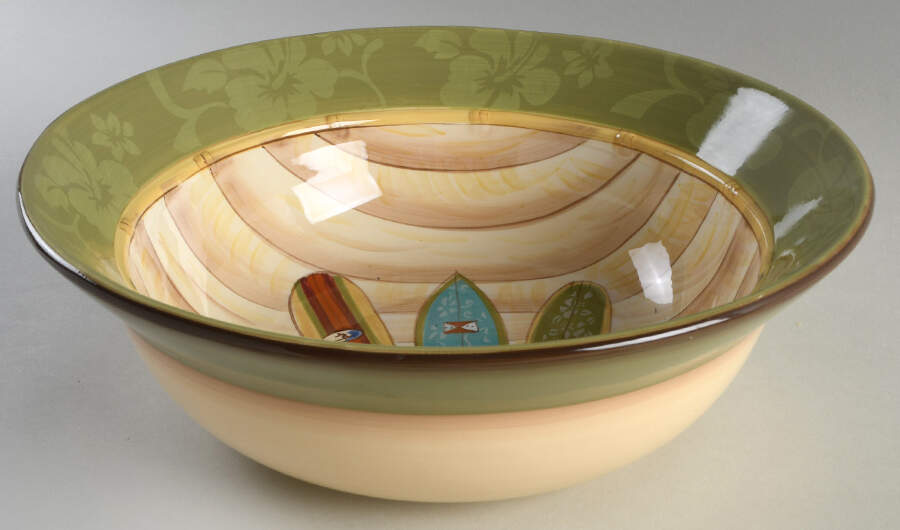 Vintage Surf 12" Large Salad Serving Bowl by Clay Art-1