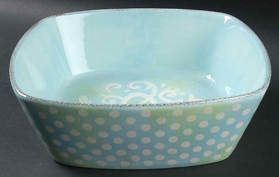 Damask Dot 10" Square Serving Bowl by Clay Art-1
