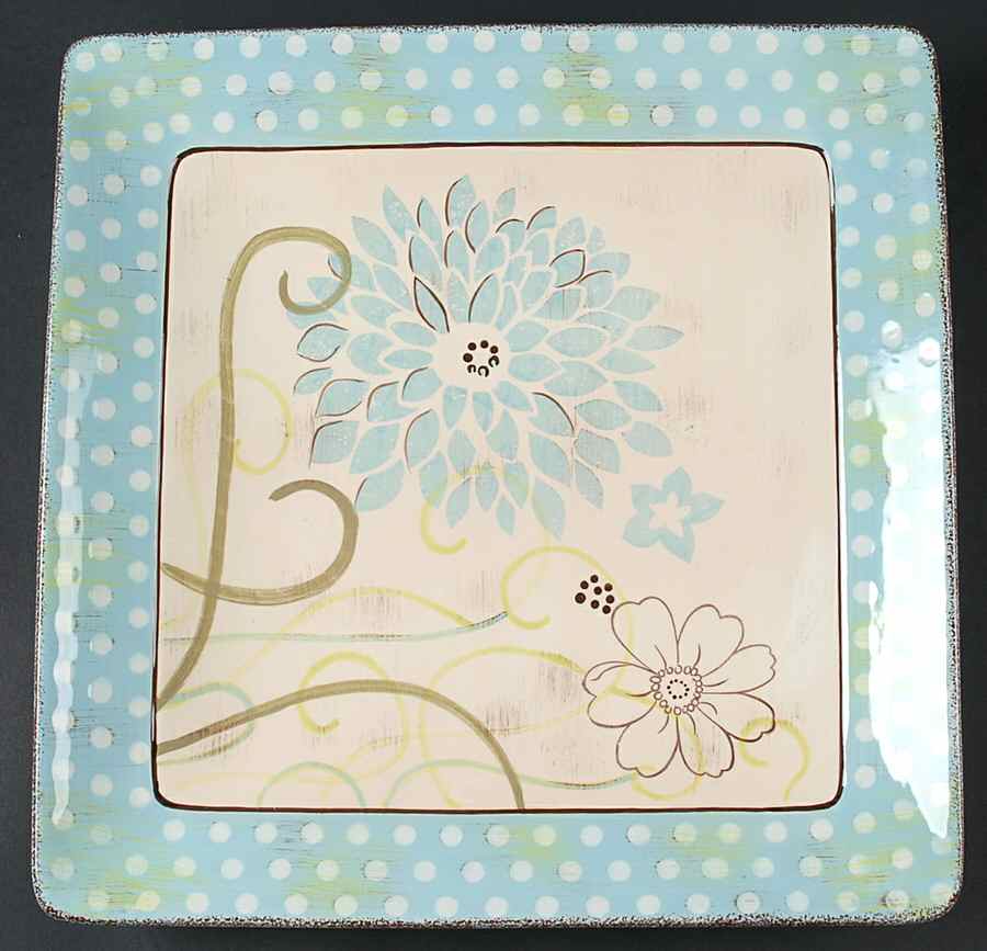Damask Dot 14" Square Platter by Clay Art-1