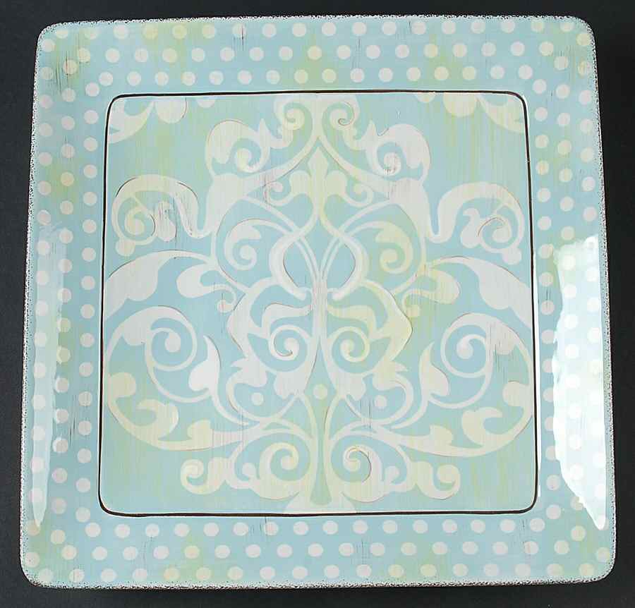 Damask Dot 14" Square Platter by Clay Art-1