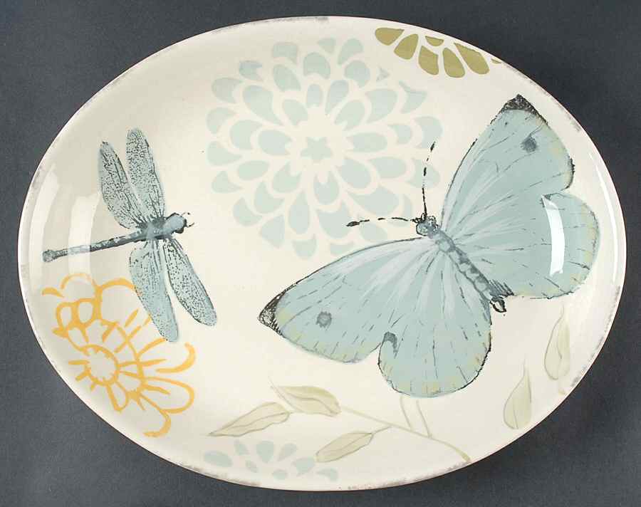 Garden Flight 15" Oval Serving Platter by Clay Art-1