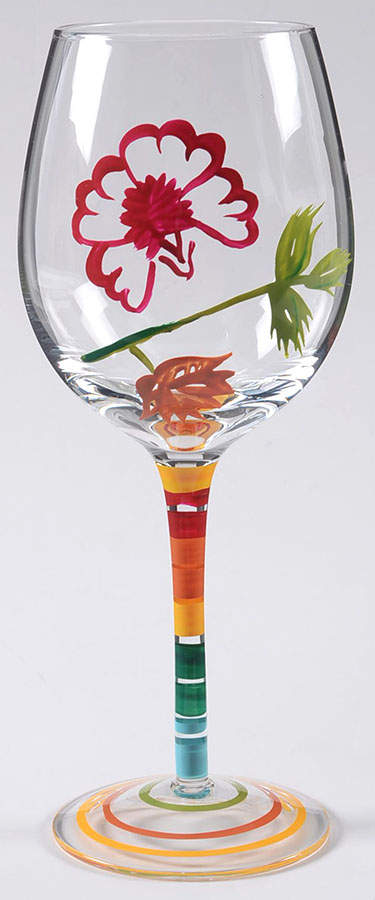 Floral Stripe Glassware Wine by Clay Art-1