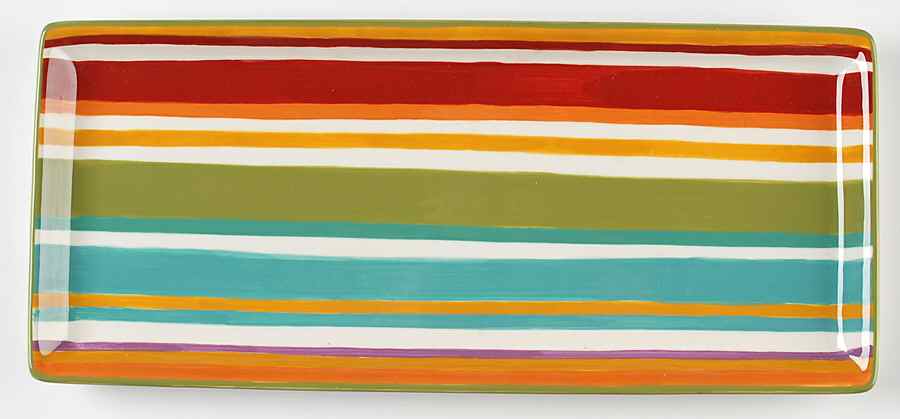 Floral Stripe 15" Rectangular Serving Platter by Clay Art-1