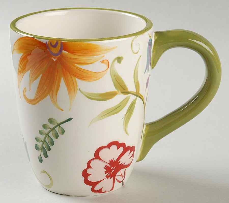 Floral Stripe Accent Mug by Clay Art-1