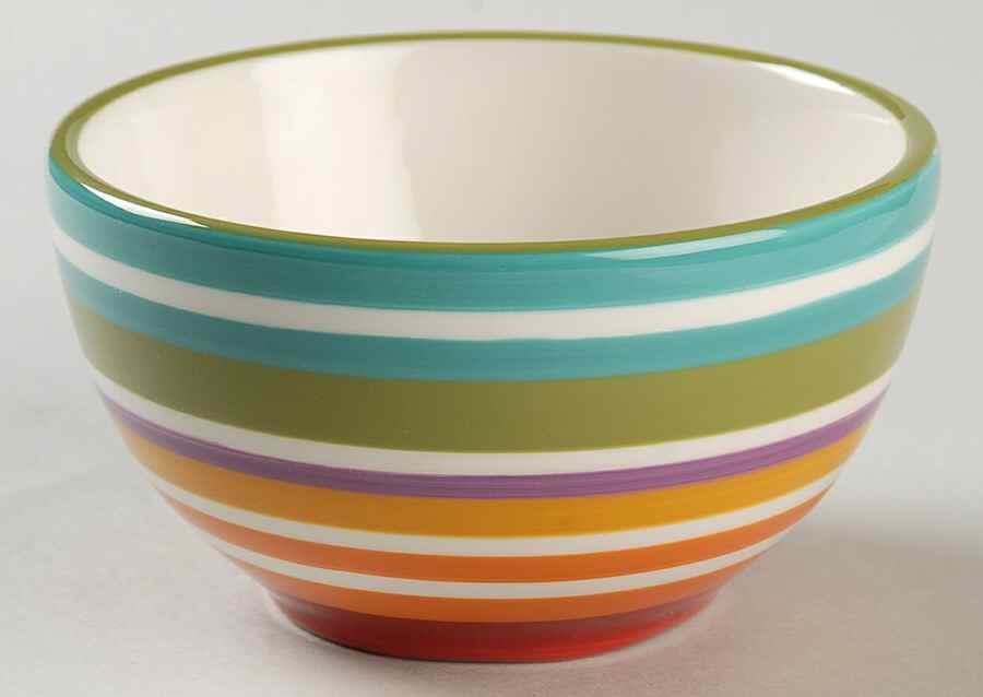 Floral Stripe Fruit/Dessert (Sauce) Bowl by Clay Art-1