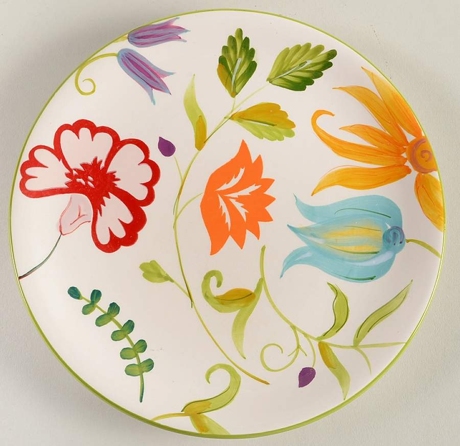 Floral Stripe Salad Plate by Clay Art-1