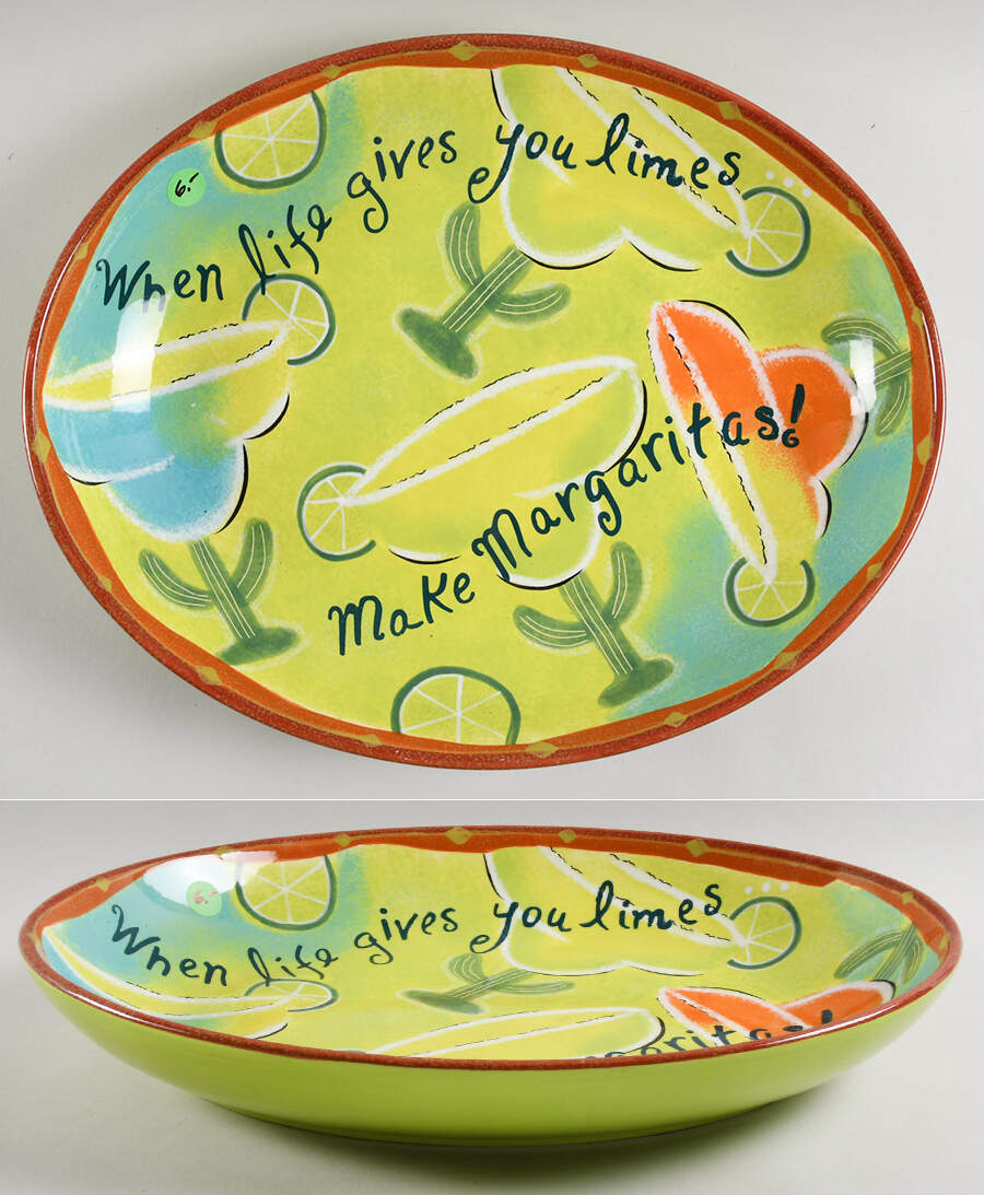 Make Margaritas Chip Bowl/Plate for Chip & Dip Set by Clay Art-1