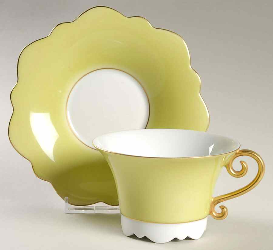 Samoa Ete Pomme (Apple Green) Flat Cup & Saucer Set by Jean Louis Coquet-1