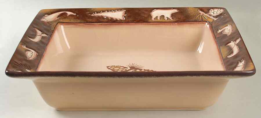 Rustic Lodge 12" Square Serving Bowl by Clay Art-1
