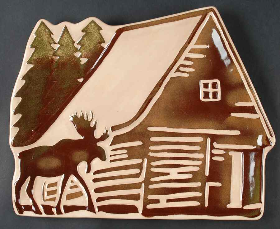 Rustic Lodge 14" Figural Platter by Clay Art-1