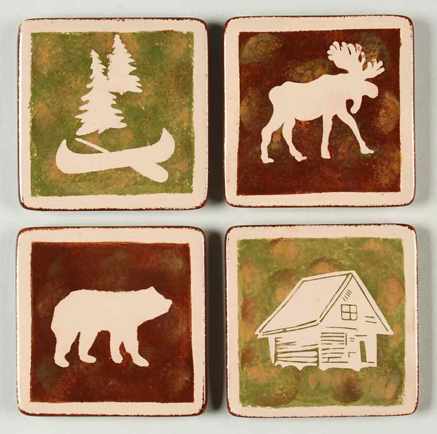 Rustic Lodge Coaster - Set of 4 Motifs by Clay Art-1