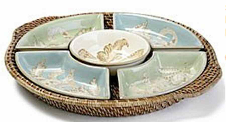 Belle Isle Chip & Dip-6pc (4 Sides, Bowl & Wicker Tray) by Certified International-1