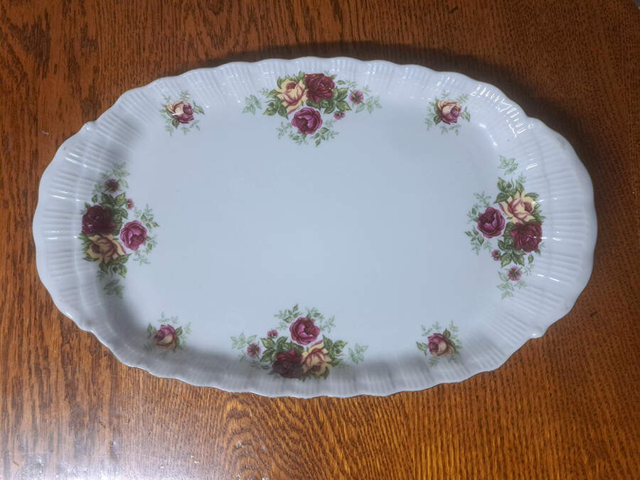 English Rose 13" Oval Serving Platter by Crystal Clear-1