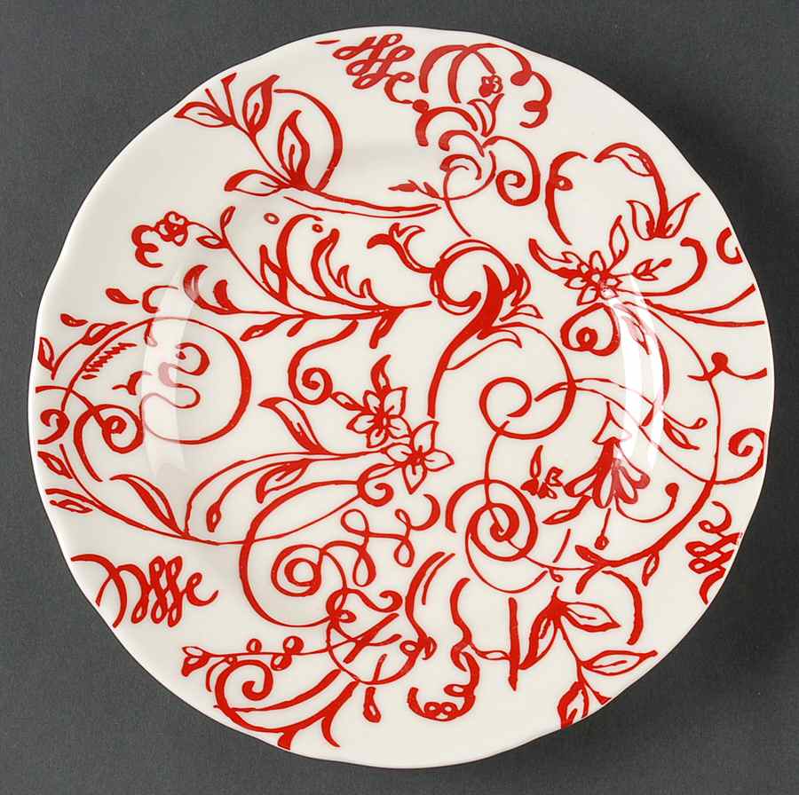 Cynthia's Scrolls Red Salad Plate by Cynthia Rowley-1