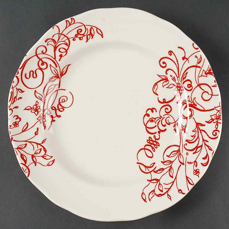Cynthia's Scrolls Red Dinner Plate by Cynthia Rowley-1