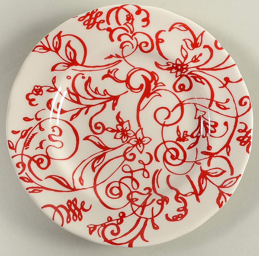 Cynthia's Scrolls Red Bread & Butter Plate by Cynthia Rowley-1