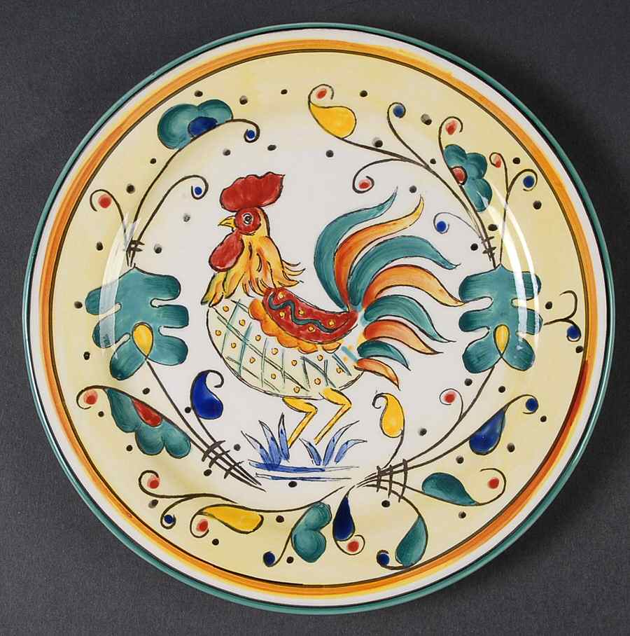 Green Rooster Salad Plate by Maxcera Corp-1