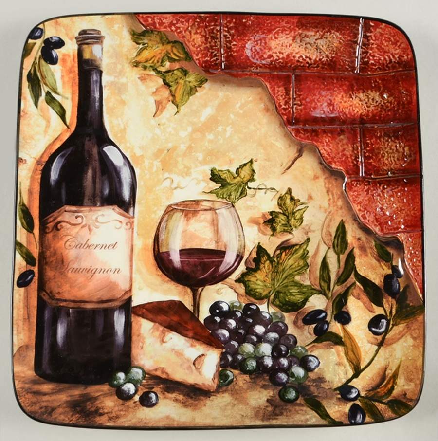 Wine Cellar 12" Square Serving Platter by Certified International-1