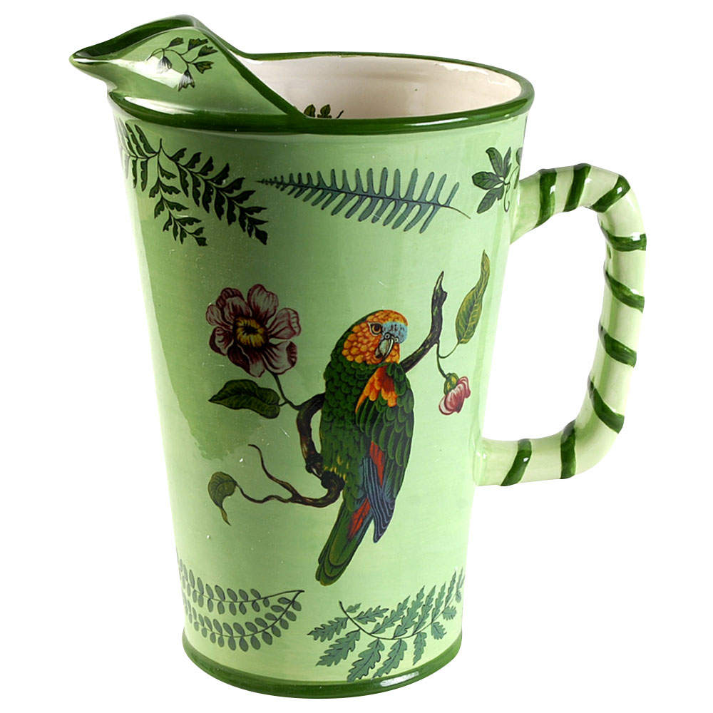 Parrotdise (Earthenware) Large Pitcher by Lynn Chase-1