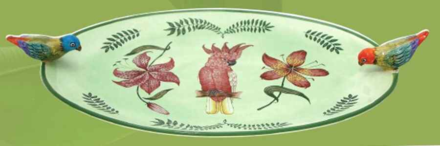 Parrotdise (Earthenware) 20" Oval Serving Platter by Lynn Chase-1