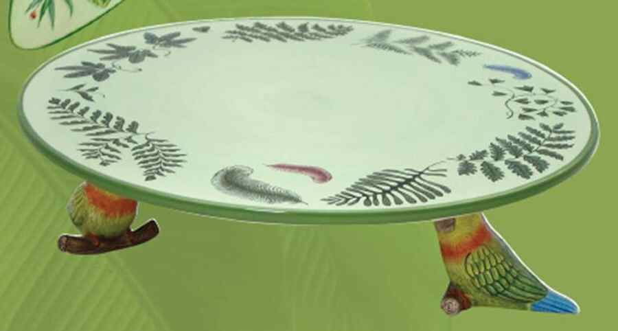 Parrotdise (Earthenware) 15" Diameter Pedestal Cake Stand by Lynn Chase-1