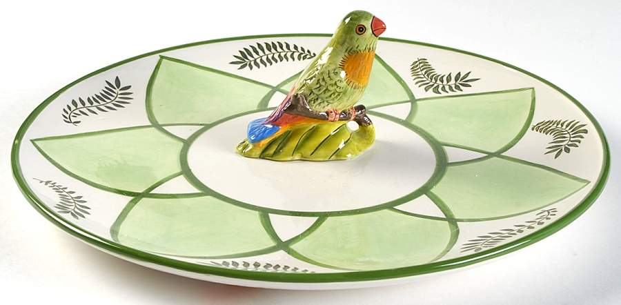 Parrotdise (Earthenware) 13" Round Tray by Lynn Chase-1