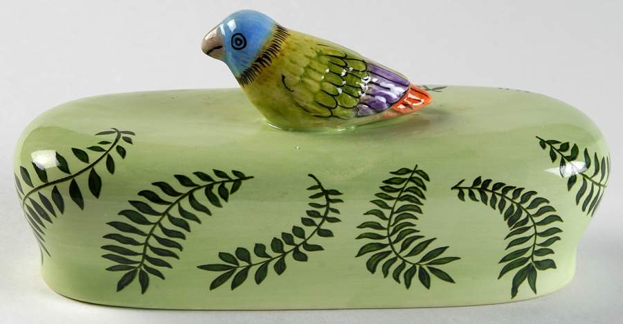 Parrotdise (Earthenware) Lid for 1/4 Lb Butter by Lynn Chase-1