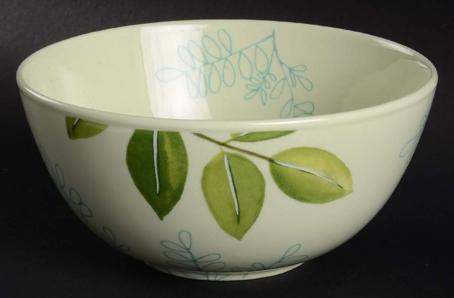 Creamware with Leaf Accents Coupe Cereal Bowl by The Cellar (China)-1
